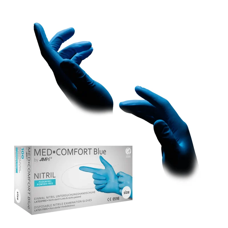 AMPri MED-COMFORT BLUE Nitrilhandschuhe puderfrei, Blau