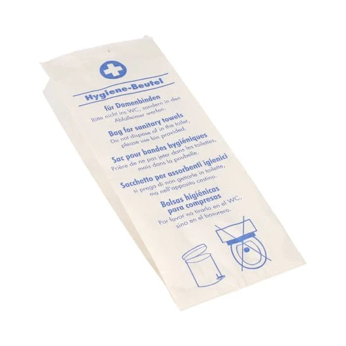 PAPSTAR Hygienebeutel 28x11x5,5 cm, weiß, bedruckt | Schrumpffolie (200 Stück)