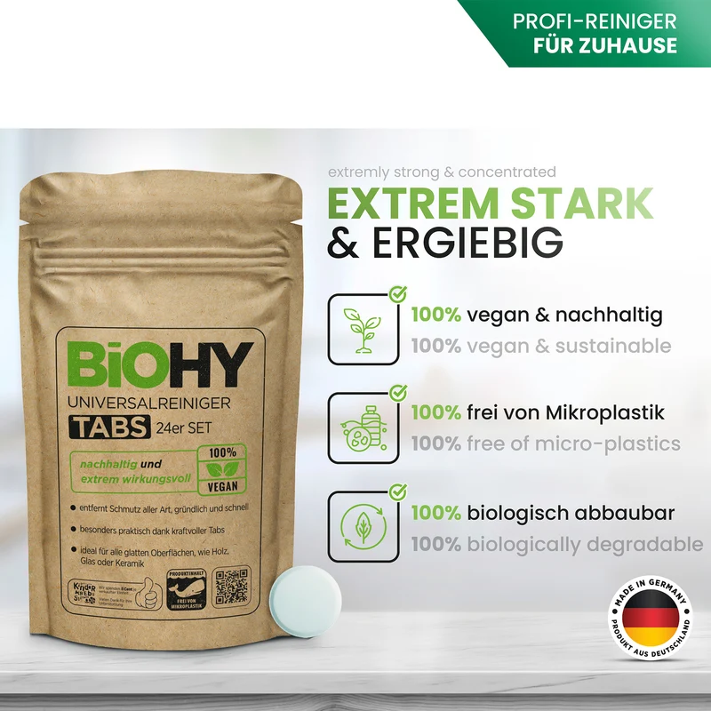 BIOHY Nettoyant universel en pastilles, Nettoyant en pastilles, Nettoyant multi-usages en pastilles