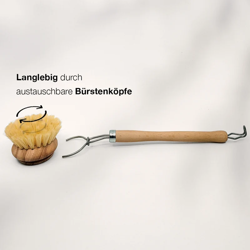 BiOHY Brosse à vaisselle en bois de hêtre et fibre, Brosse en bois, Brosse de cuisine, Brosse à vaisselle