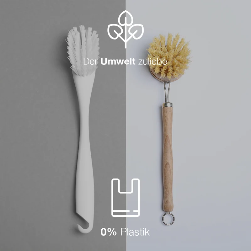 BiOHY Brosse à vaisselle en bois de hêtre et fibre, Brosse en bois, Brosse de cuisine, Brosse à vaisselle