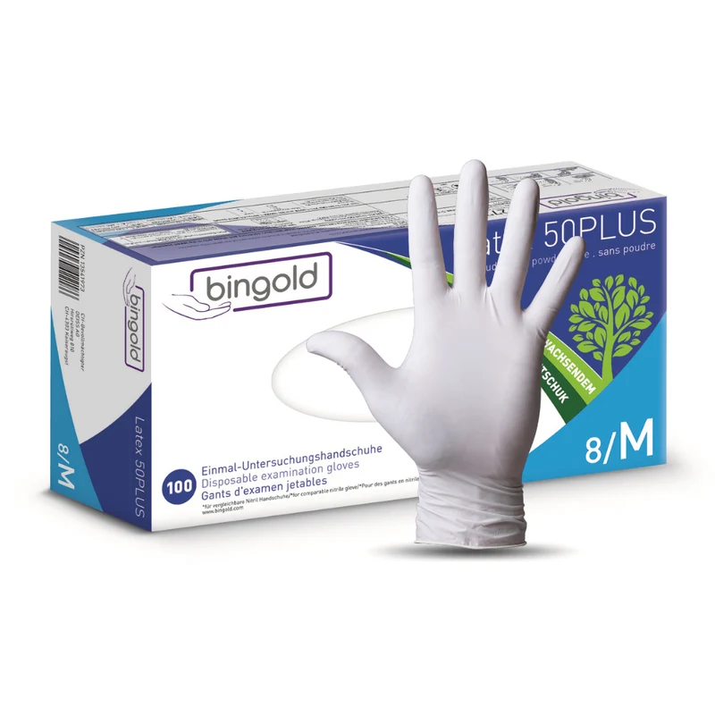 Bingold Latex 50PLUS Latexhandschuhe, weiß