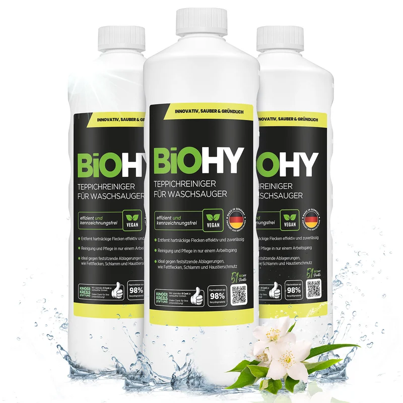 BiOHY Nettoyeur de tapis pour aspirateur-laveur, shampooing pour tapis, nettoyeur de textiles, nettoyeur vapeur pour tapis
