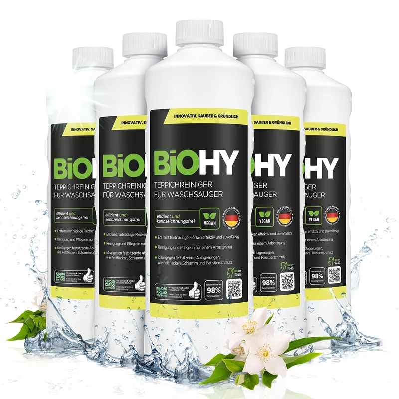 BiOHY Nettoyeur de tapis pour aspirateur-laveur, shampooing pour tapis, nettoyeur de textiles, nettoyeur vapeur pour tapis