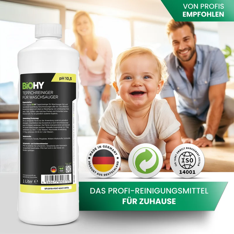 BiOHY Nettoyeur de tapis pour aspirateur-laveur, shampooing pour tapis, nettoyeur de textiles, nettoyeur vapeur pour tapis