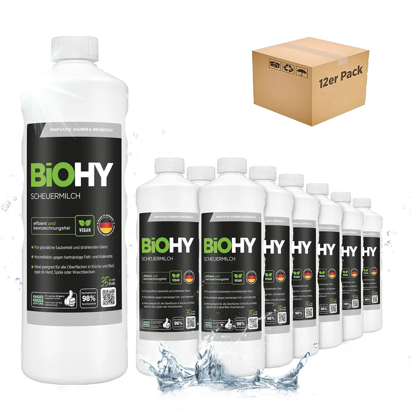 BiOHY lait à récurer, nettoyant pour cuisine et salle de bain, lait de nettoyage