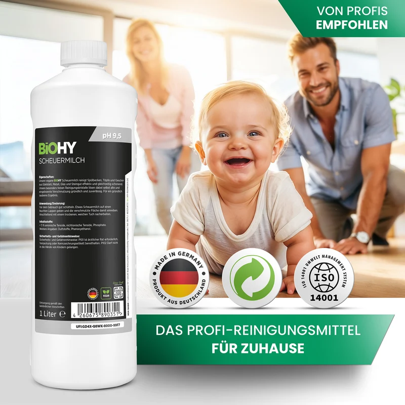 BiOHY lait à récurer, nettoyant pour cuisine et salle de bain, lait de nettoyage