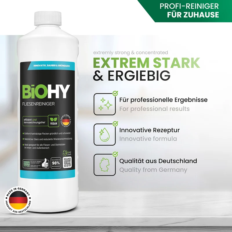 BiOHY nettoyant pour carrelage, nettoyant pour sol carrelé, huile pour carrelage