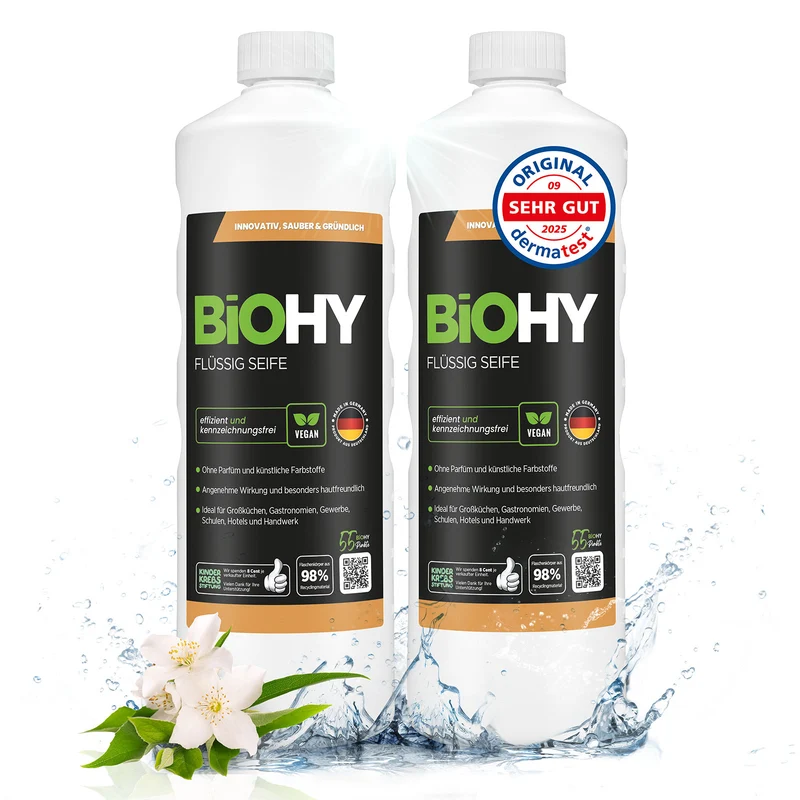 BiOHY Savon liquide, Savon liquide pour les mains, Savon pour le visage, Lotion lavante sensible