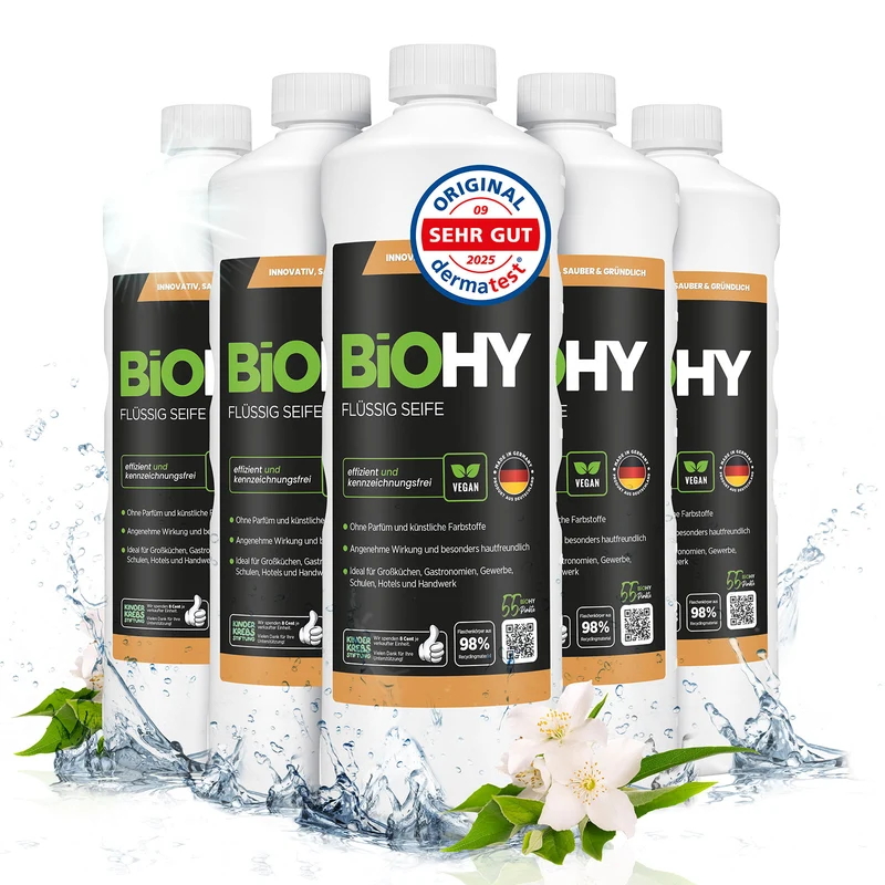 BiOHY Savon liquide, Savon liquide pour les mains, Savon pour le visage, Lotion lavante sensible