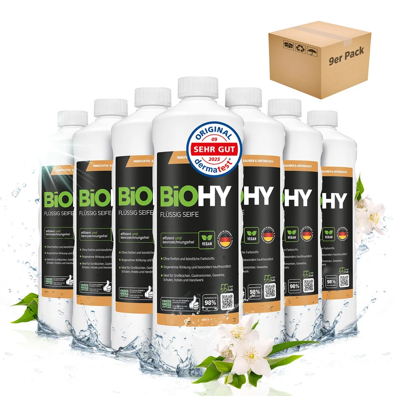 BiOHY Savon liquide, Savon liquide pour les mains, Savon pour le visage, Lotion lavante sensible