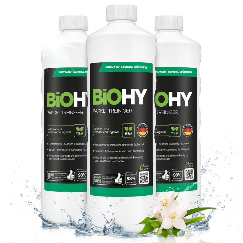 BiOHY nettoyant pour parquet, produit d'entretien pour parquet, savon pour parquet en bois, entretien du parquet
