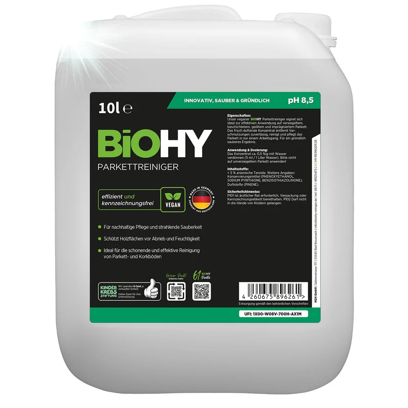 BiOHY nettoyant pour parquet, produit d'entretien pour parquet, savon pour parquet en bois, entretien du parquet