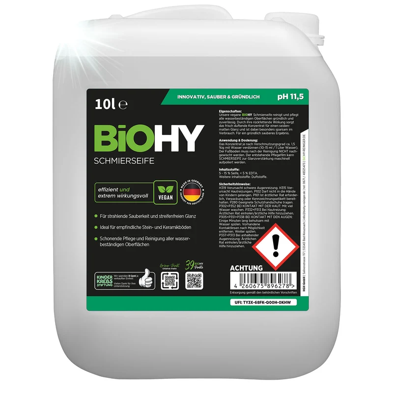 BiOHY savon mou, solution de savon mou, nettoyant pour sol, concentré
