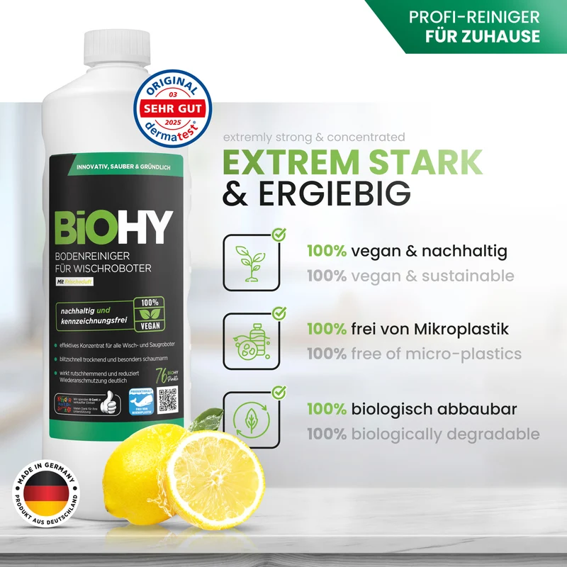BiOHY Nettoyant sols pour robots de nettoyage, Nettoyant, Entretien des sols, Nettoyant sols non moussant