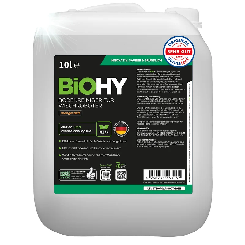 BiOHY Nettoyant sols pour robots de nettoyage, Nettoyant, Entretien des sols, Nettoyant sols non moussant