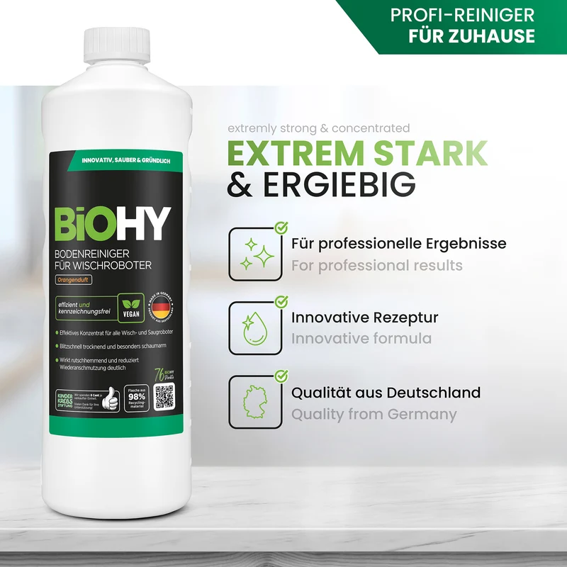 BiOHY Nettoyant sols pour robots de nettoyage, Nettoyant, Entretien des sols, Nettoyant sols non moussant