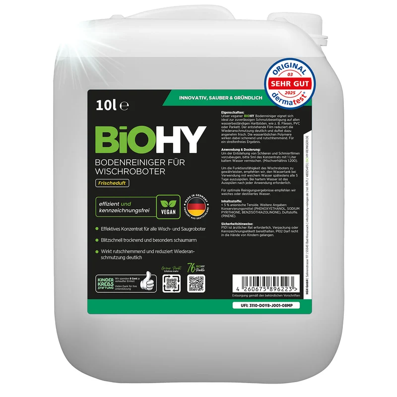 BiOHY Nettoyant sols pour robots de nettoyage, Nettoyant, Entretien des sols, Nettoyant sols non moussant