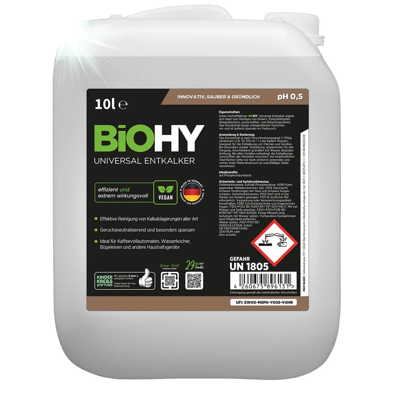 BiOHY Détartrant universel, détartrant, dissolvant de calcaire, nettoyant de calcaire