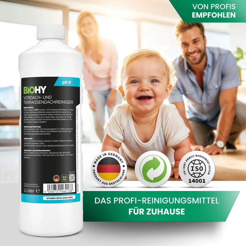 BiOHY nettoyant pour auvents et toitures terrasses, nettoyant pour terrasses, nettoyant pour auvents, éliminateur d'algues
