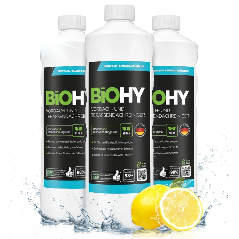 BiOHY nettoyant pour auvents et toitures terrasses, nettoyant pour terrasses, nettoyant pour auvents, éliminateur d'algues