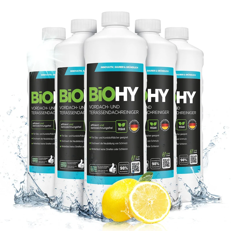 BiOHY nettoyant pour auvents et toitures terrasses, nettoyant pour terrasses, nettoyant pour auvents, éliminateur d'algues
