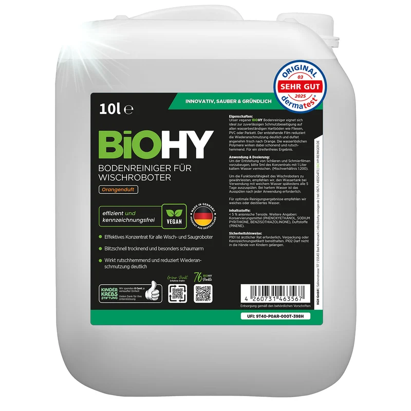 BiOHY Nettoyant sols pour robots de nettoyage, Nettoyant, Entretien des sols, Nettoyant sols non moussant