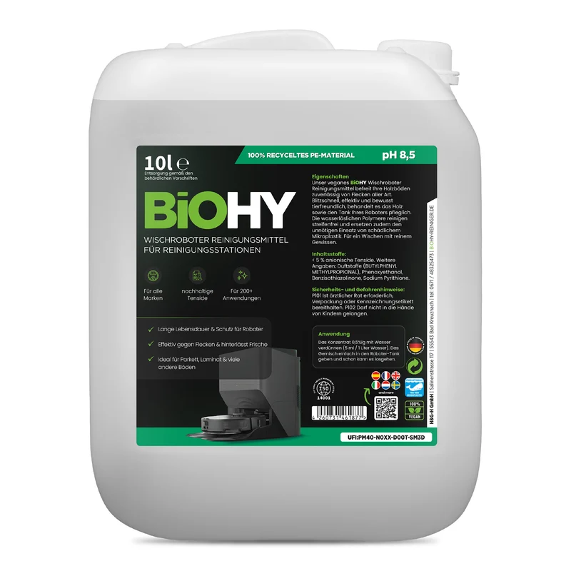 BiOHY Nettoyant pour stations de nettoyage de robots d'essuyage, Nettoyant pour robots d'essuyage, Concentré, B2B