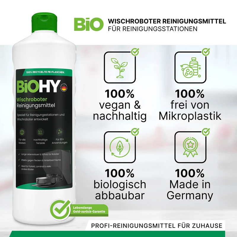 BiOHY Nettoyant pour stations de nettoyage de robots d'essuyage, Nettoyant pour robots d'essuyage, Concentré, B2B