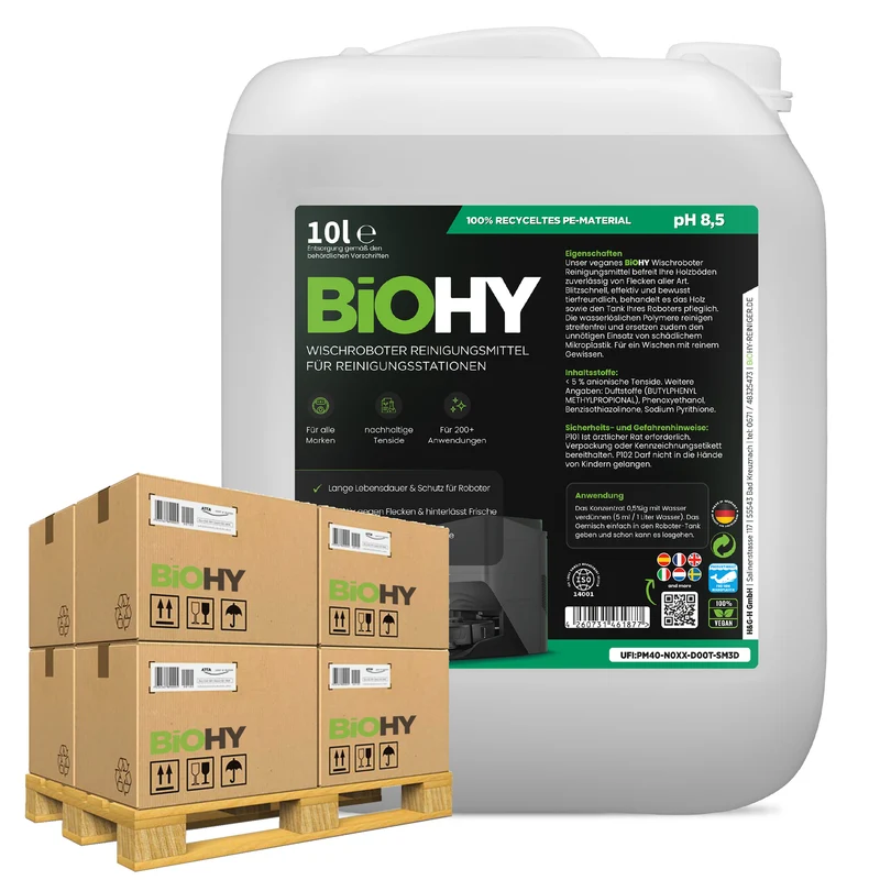 BiOHY Nettoyant pour stations de nettoyage de robots d'essuyage, Nettoyant pour robots d'essuyage, Concentré, B2B