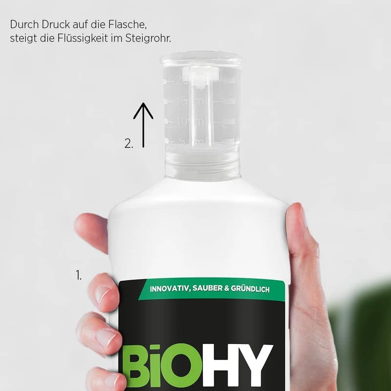 Doseur BiOHY, aide au dosage pratique pour les bouteilles de 250ml, 500ml et 1l