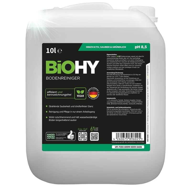 BiOHY nettoyant pour sols, nettoyant pour sols, nettoyant non moussant pour sols, concentré