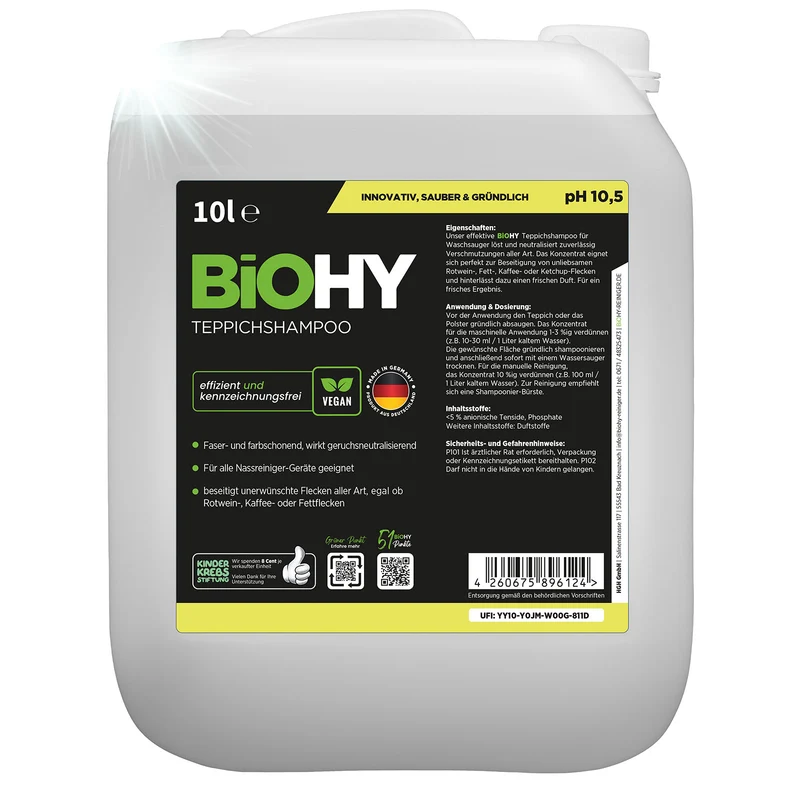 BiOHY shampooing pour tapis, nettoyant pour tapis, mousse pour tapis