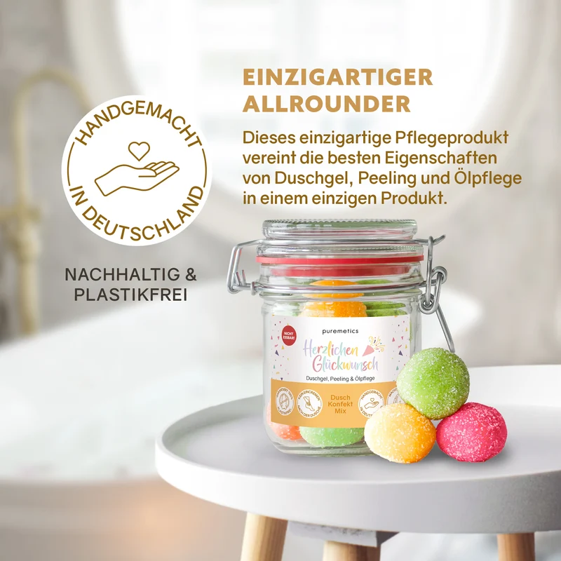 3in1 Dusch-Konfekt 'Herzlichen Glückwunsch'
