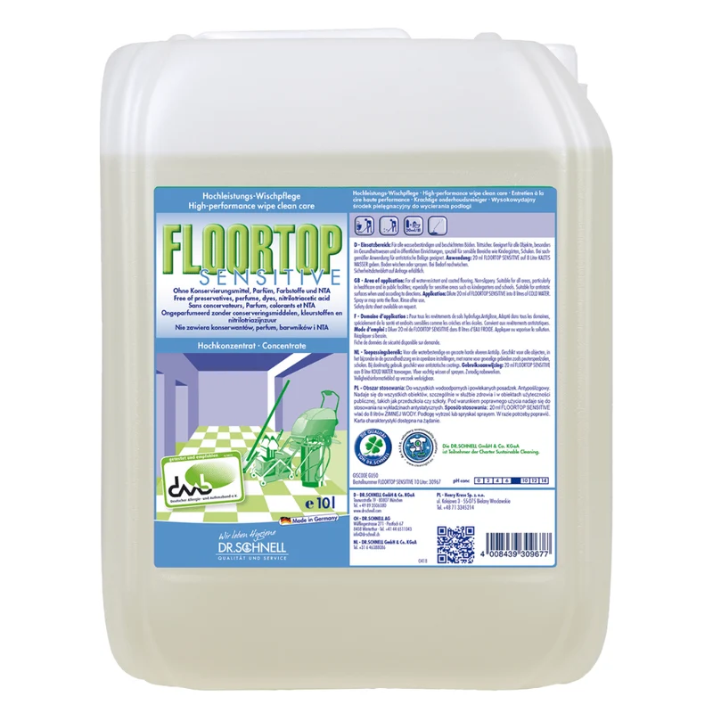 Dr. Schnell Floortop Sensitive, Hochleistungs-Bodenreiniger, duftfrei