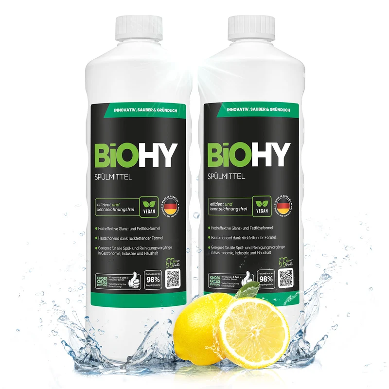 BiOHY détergent pour lave-vaisselle, lave-mains, nettoyant vaisselle