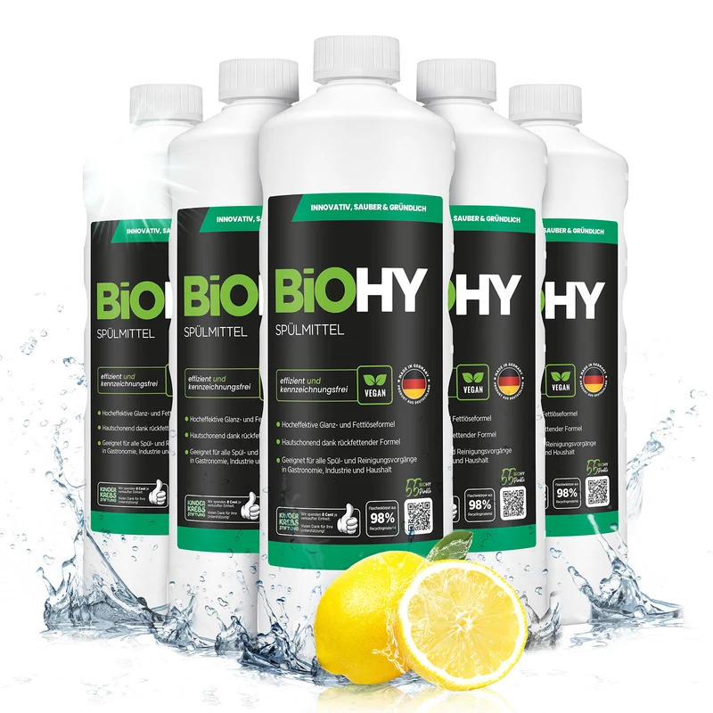 BiOHY détergent pour lave-vaisselle, lave-mains, nettoyant vaisselle