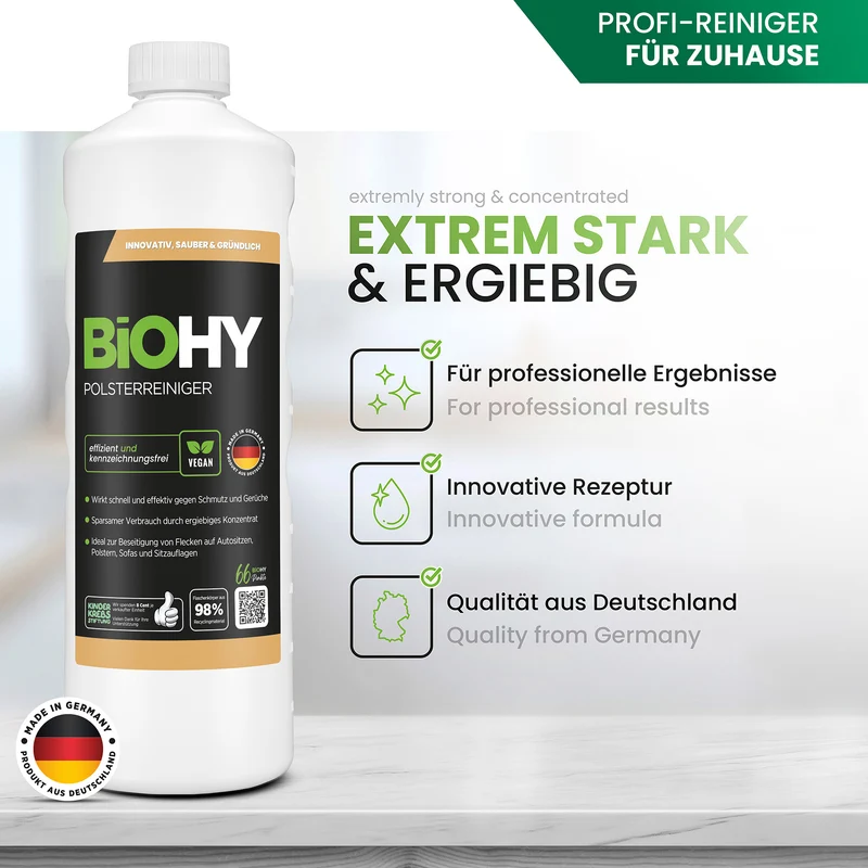 BiOHY nettoyant pour meubles rembourrés, nettoyant pour textiles, nettoyant pour meubles rembourrés, nettoyant pour canapés