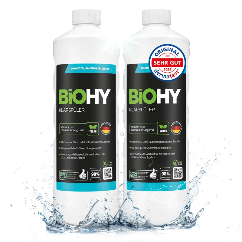 BiOHY produit de rinçage, nettoyant pour verre lave-vaisselle, nettoyant pour lave-vaisselle, nettoyant pour couverts