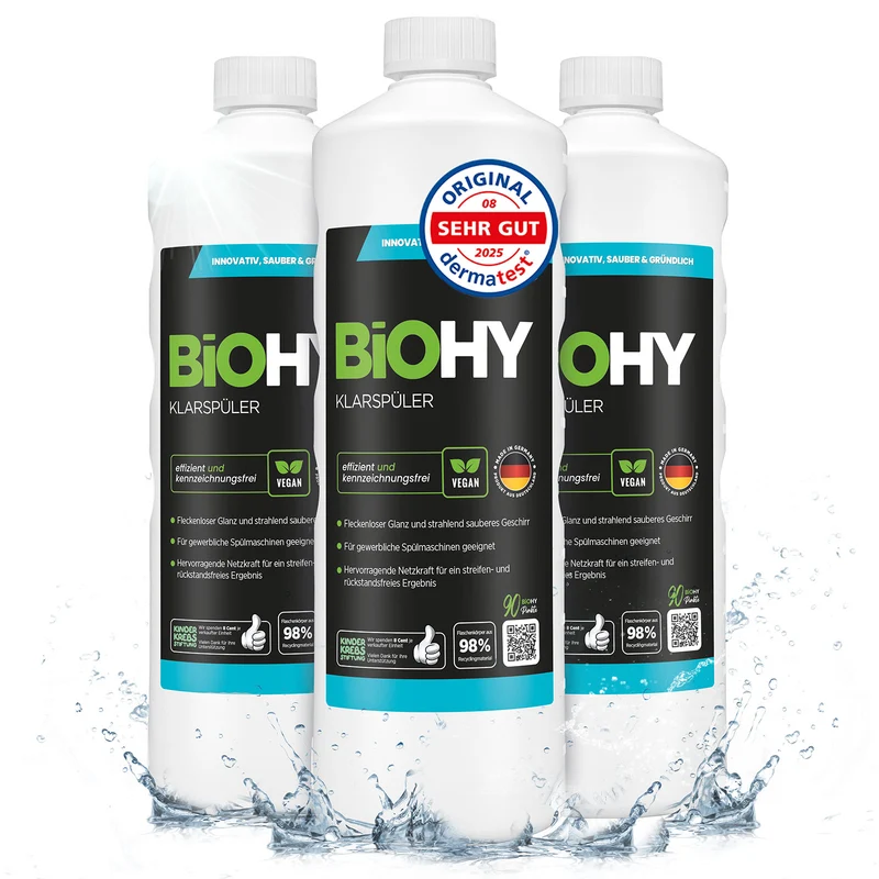 BiOHY produit de rinçage, nettoyant pour verre lave-vaisselle, nettoyant pour lave-vaisselle, nettoyant pour couverts