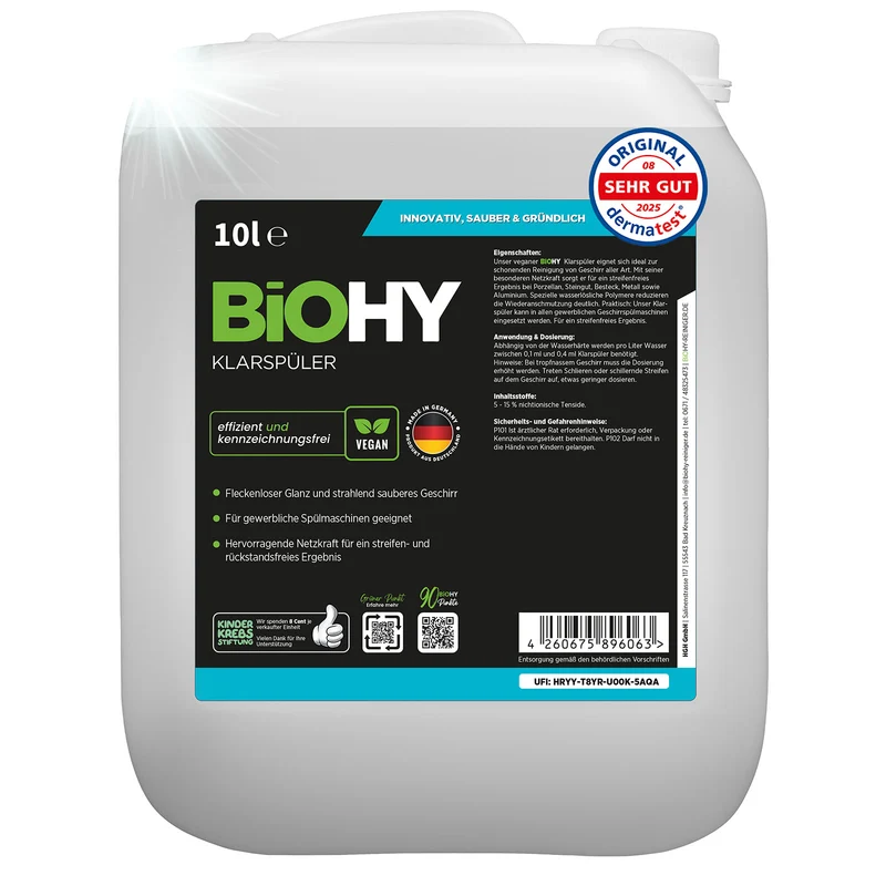 BiOHY produit de rinçage, nettoyant pour verre lave-vaisselle, nettoyant pour lave-vaisselle, nettoyant pour couverts
