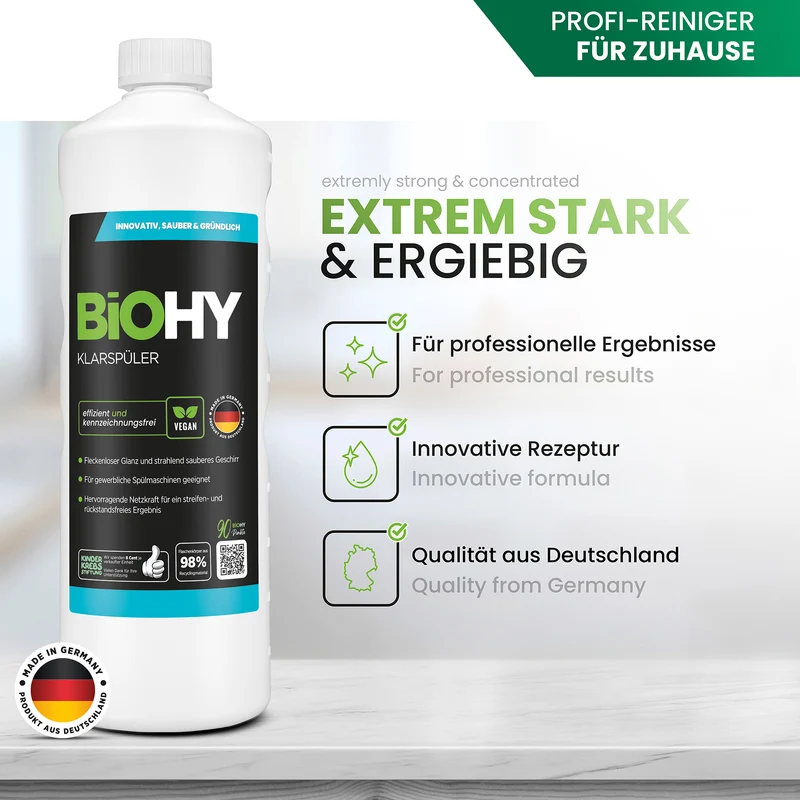 BiOHY produit de rinçage, nettoyant pour verre lave-vaisselle, nettoyant pour lave-vaisselle, nettoyant pour couverts