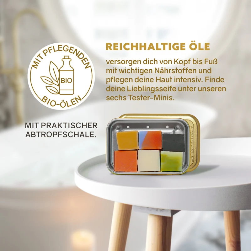 Testbox 'Seifenminis mit Seifenbox Gold'