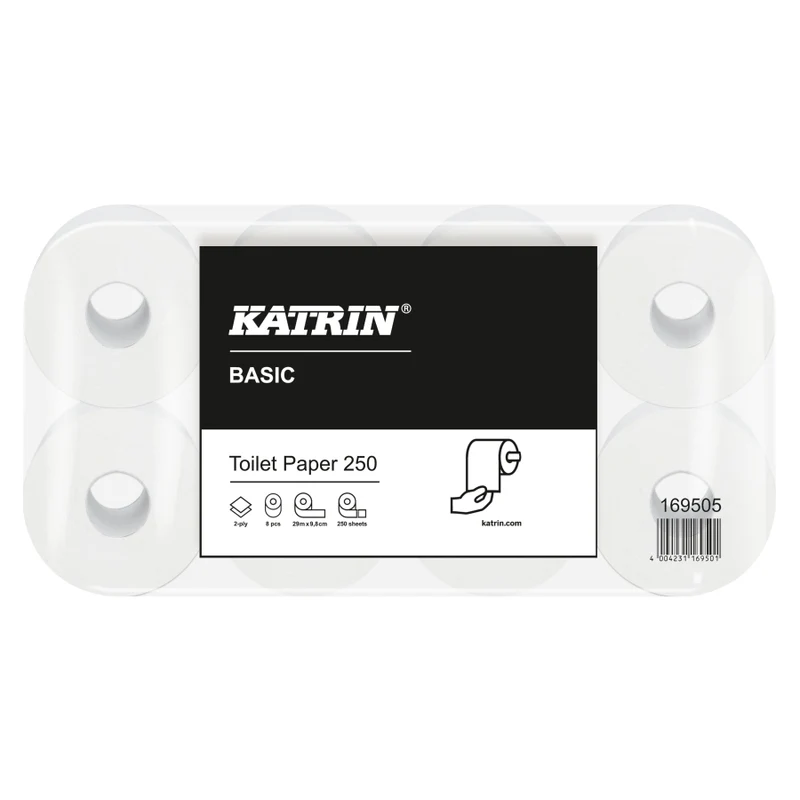 Katrin Basic Toilet 250 Toilettenpapier 2-lagig, weiß, 64 Rollen