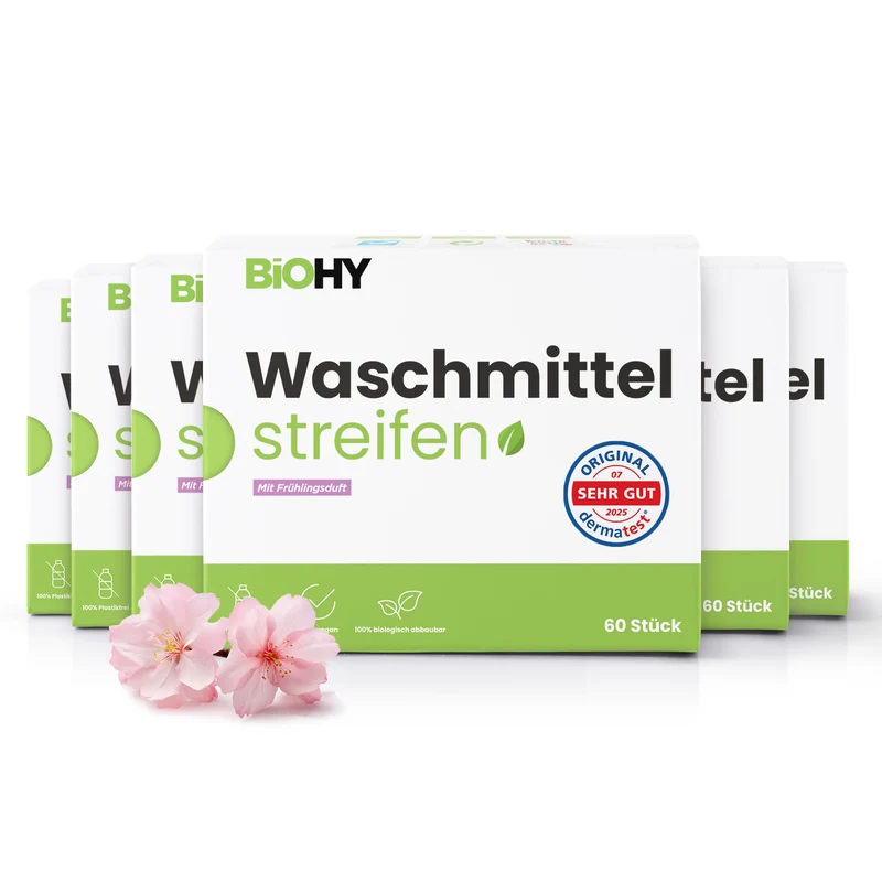 BiOHY lessive en feuilles, lessive en bandes, lessive de voyage, papier de toilette hydrosoluble