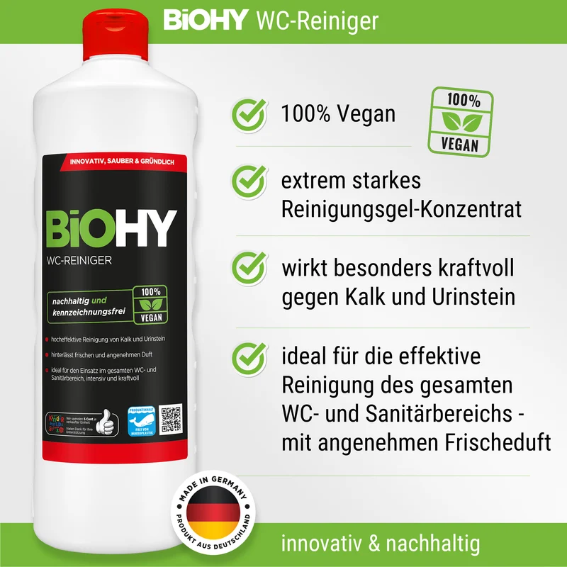 BiOHY Set complet pour toilettes, WC Swan, nettoyant sanitaire, nettoyant pour tuyaux, vaporisateur, chiffons microfibres, doseur