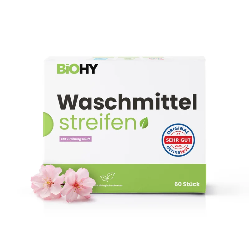 BiOHY lessive en feuilles, lessive en bandes, lessive de voyage, papier de toilette hydrosoluble