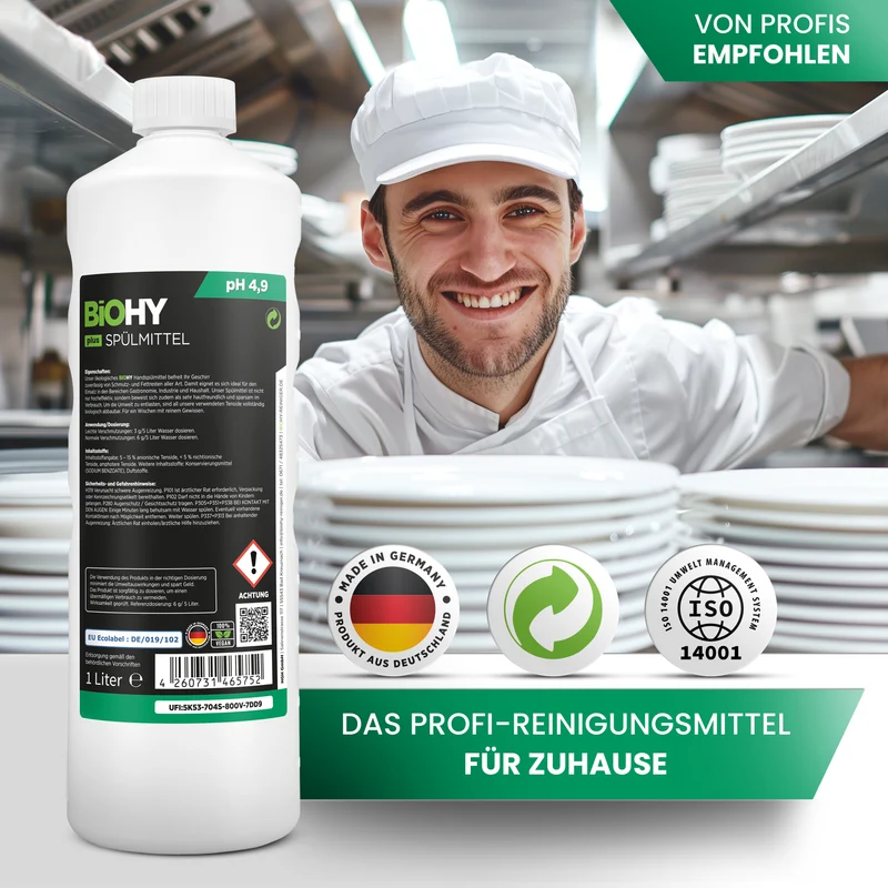 BiOHY détergent pour lave-vaisselle, lave-mains, nettoyant vaisselle