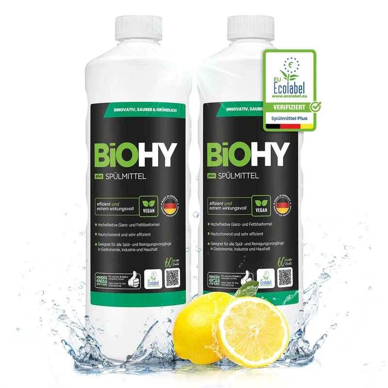 BiOHY détergent pour lave-vaisselle, lave-mains, nettoyant vaisselle