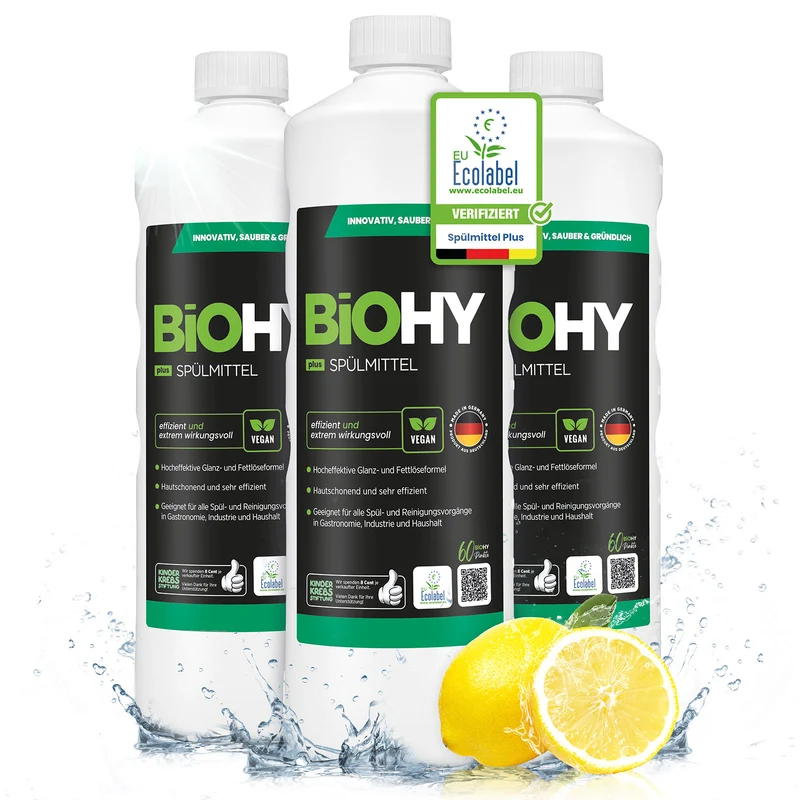 BiOHY détergent pour lave-vaisselle, lave-mains, nettoyant vaisselle